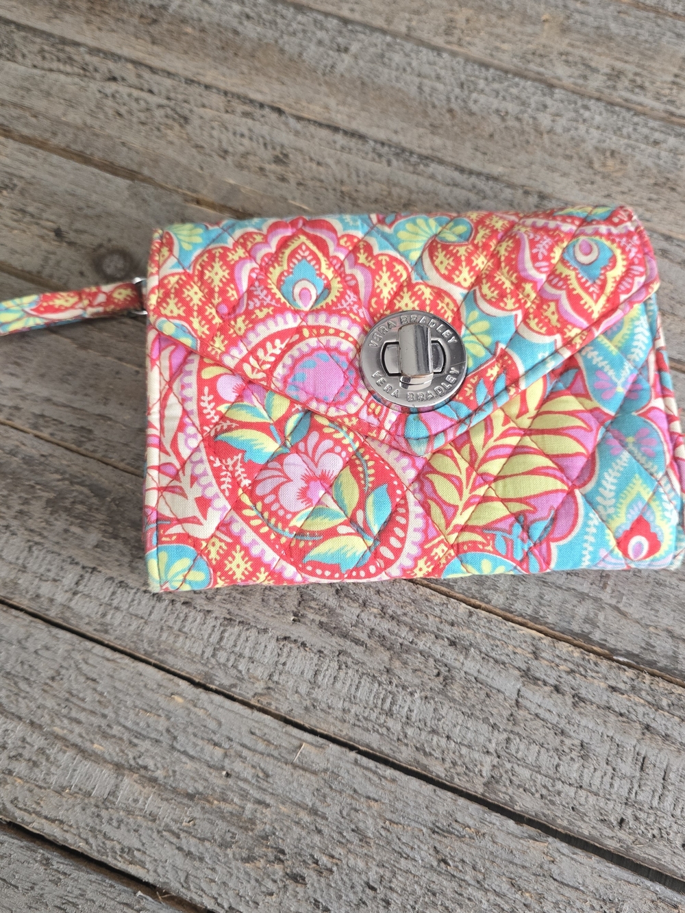 Vera Bradley quilted turn-lock wristlet wallet
